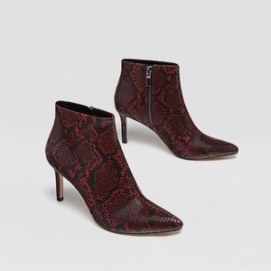 ASOS Stradivarius red snake print ankle bootie